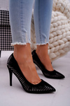 Жіночі замшеві туфлі на шпильці чорного кольору