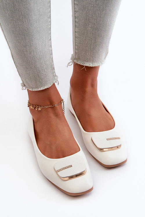 Жіночі балетки з екошкіри з декором White Edoslli