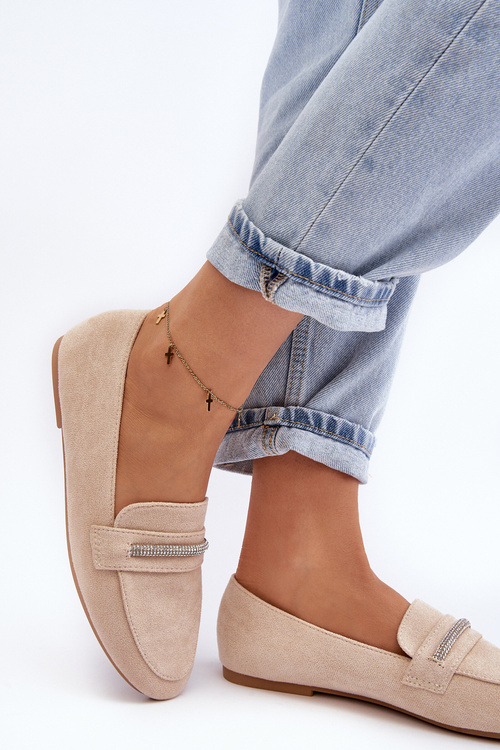 Жіночі бежеві лофери зі штучної замші Ladite