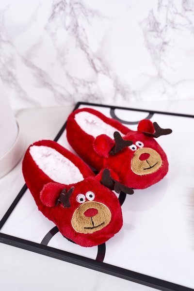 Дитячі різдвяні тапочки з оленями2 Red Xmas