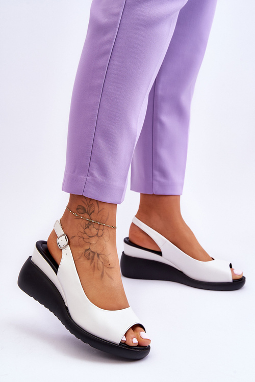 Жіночі босоніжки на танкетці Sergio Leone SK853 білі