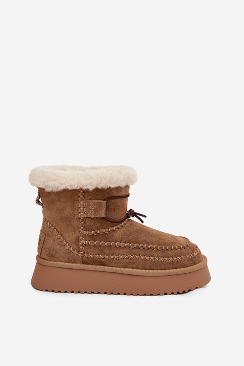 Замшеві жіночі зимові чоботи з декоративним швом Big Star SS274373 Camel