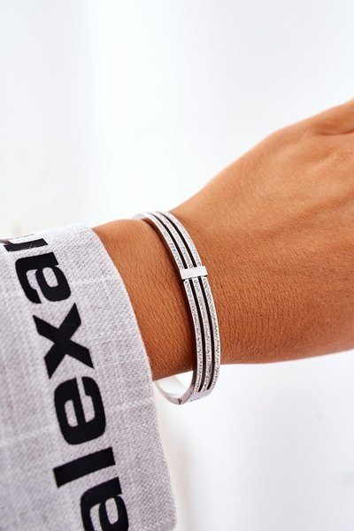 Сталевий браслет зі сріблом з кубічного цирконію