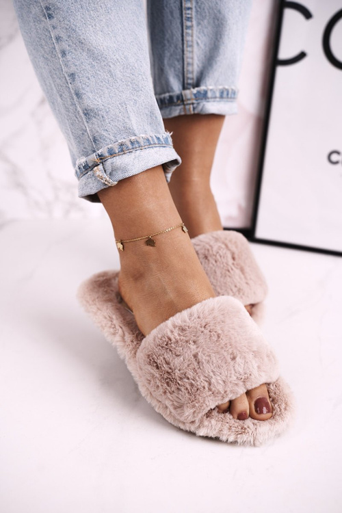 Жіночі пухнасті тапочки світло-коричневого кольору Cold Days