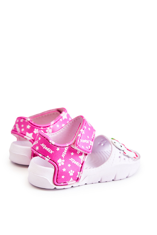 Дитячі світлі босоніжки з біло-рожевим декором Trusty