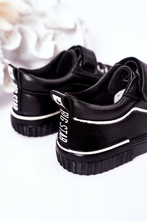 Дитячі шкіряні кросівки на липучці BIG STAR HH374029 Чорні