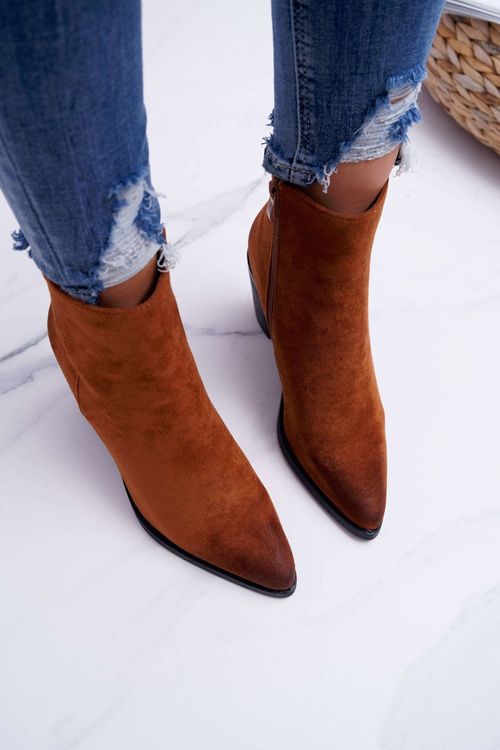 Жіночі чоботи на шпильці замшеві Camel Niki