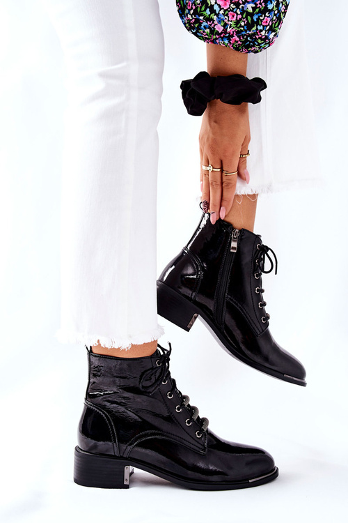 Класичні жіночі утеплені чоботи Shiny Black Reflection