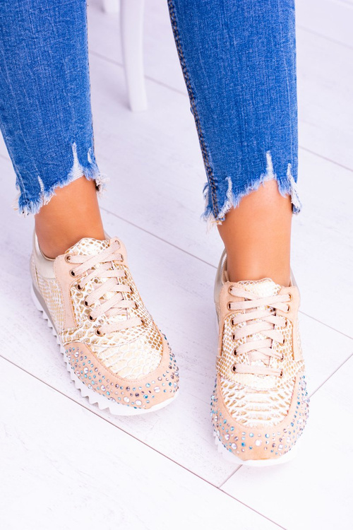 Золоті жіночі спортивні туфлі з паєтками Lu Boo Infinitiale