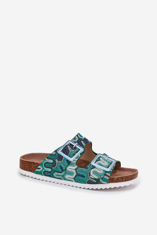 Жіночі Сандалі З Пряжками Та Блискітками S.Barski RB51-006 Зелені