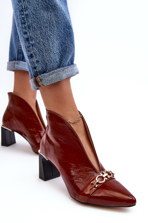 Шкіряні ботильйони на підборах Maciejka 05262-02 Коричневий