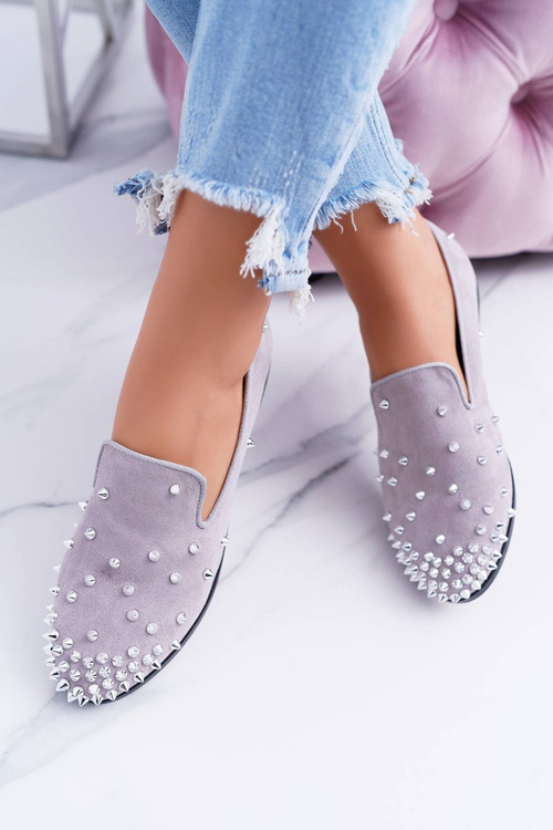 Балетки жіночі Lu Boo Grey Suede Lords на шпильках Одеса