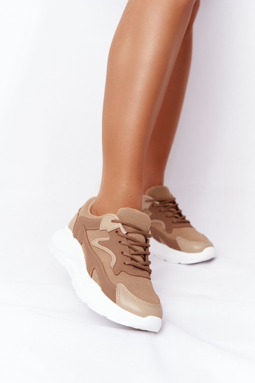 Жіночі кросівки на масивній підошві світло-коричневі Delusion