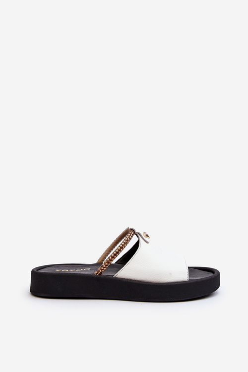 Жіночі шкіряні босоніжки Zazoo 2896 біло-чорні