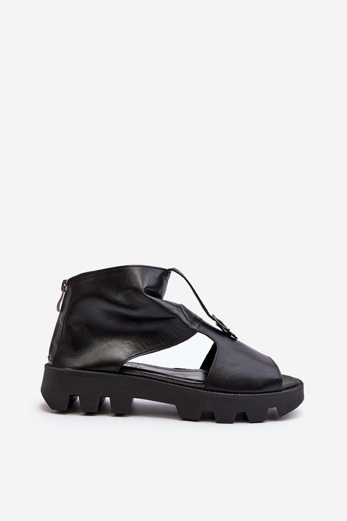 Шкіряні жіночі босоніжки Zazoo 999 із золотою блискавкою