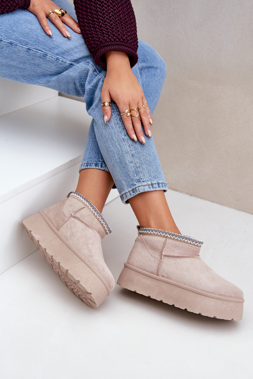 Снігоступи на платформі з декоративною вишивкою світло-бежеві Heslania