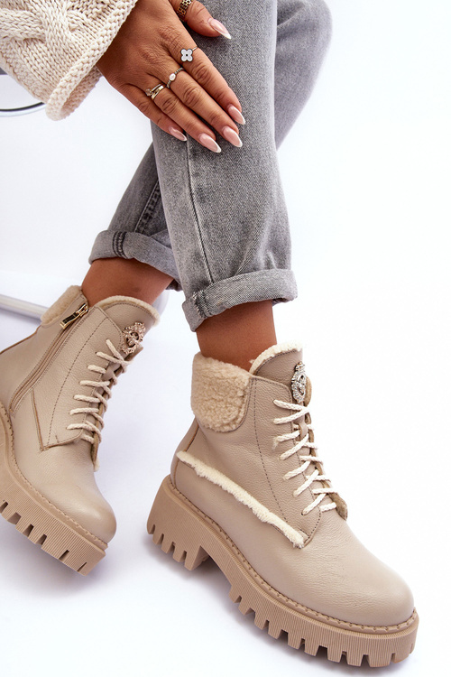 Жіночі шкіряні черевики Trapper бежеві Vergo