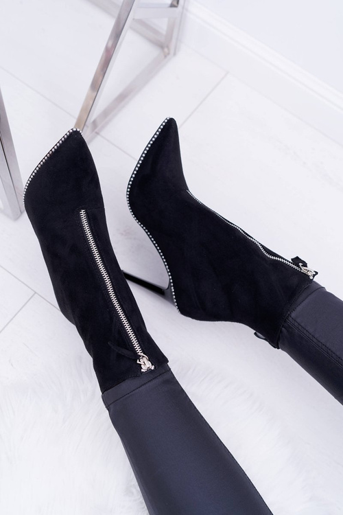 Жіночі чоботи на підборах Lu Boo Two Zipper Suede Black Suzy