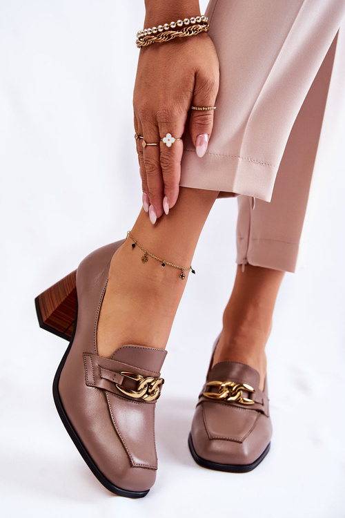 Шкіряні туфлі з ланцюжком Laura Messi 2514 Beige
