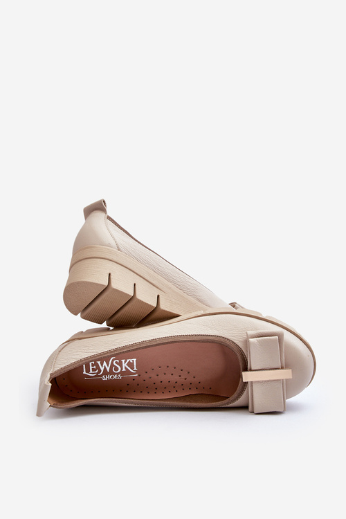 Шкіряні балетки на платформі з кремовим декором Lewski 3384