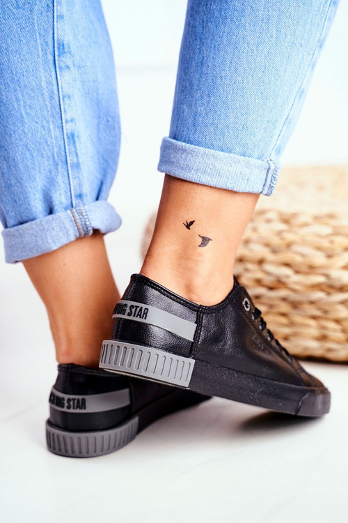 Жіночі шкіряні тенісні туфлі BIG STAR FF274177 чорно-сірі