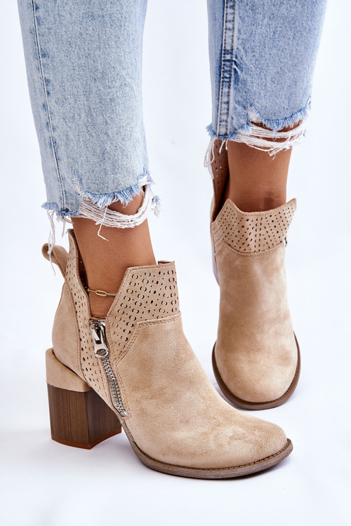 Замшеві Чоботи на масивних підборах Світло-бежевий Camden