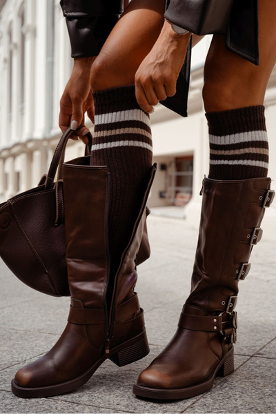 Жіночі Чоловічі Чоботи В Пралінці З Погончиками Шоколадні