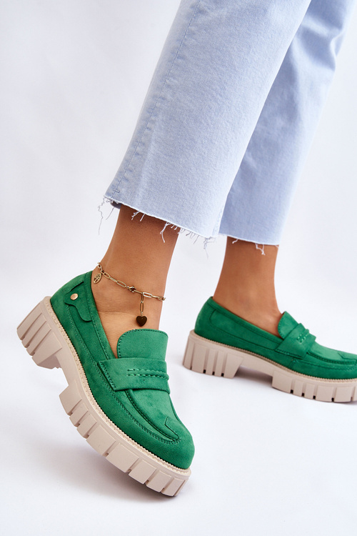 Жіночі замшеві туфлі зелені Fiorell