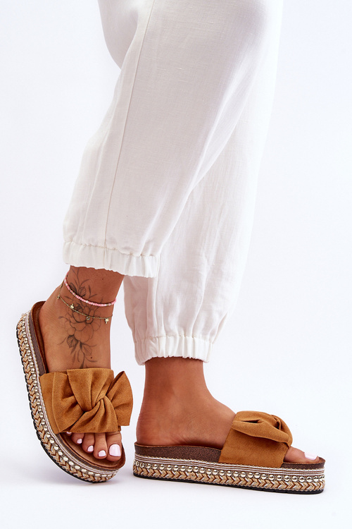 Жіночі замшеві тапочки з бантом Camel Lauria