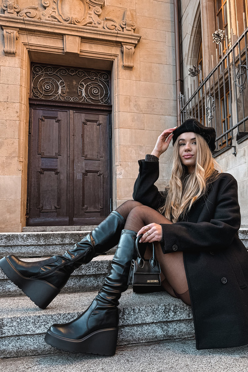 Жіночі чоботи на платформі Чорні Terisse