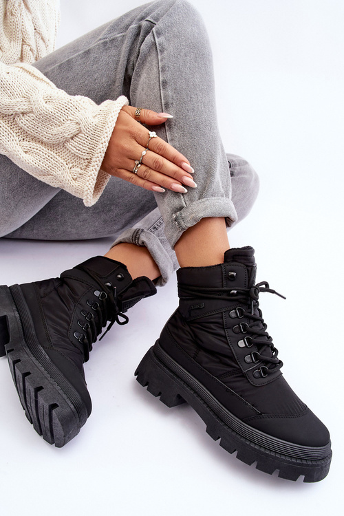 Жіночі черевики Trapper Теплі на платформі та підборах Big Star MM274340 Чорні