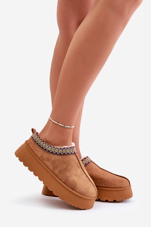 Снігові тапочки на платформі з вишивкою Camel Tamilda