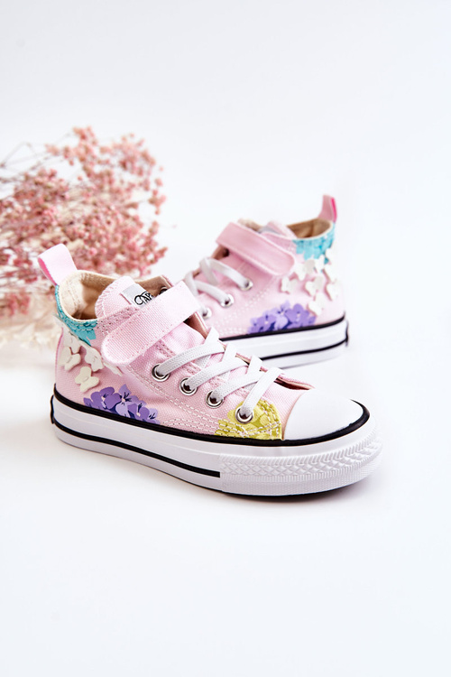 Високі дитячі тканинні кросівки з принтом рожевого Dorry