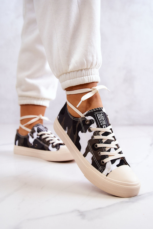 Жіночі кросівки з матеріалу Camo BIG STAR JJ274237 біло-сірі