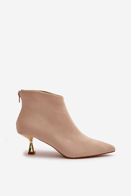 Жіночі бежеві еко-замшеві чоботи Terlena на шпильці