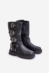 Чоботи Ботильйони Дівчата З Пряжками Екошкіра Чорні Rinetha
