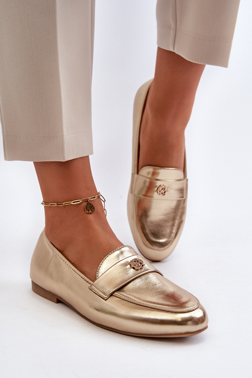 Жіночі лофери на плоскій підошві Gold Sylvaine