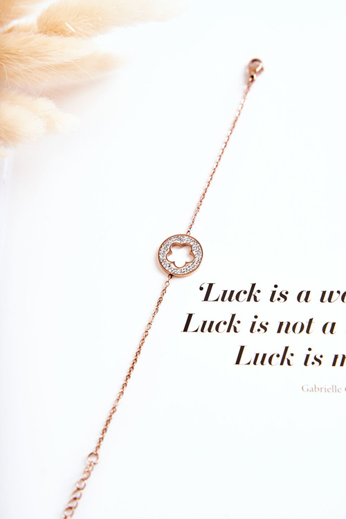 Жіночий знаменитий браслет із рожевого золота з квітами та стразами