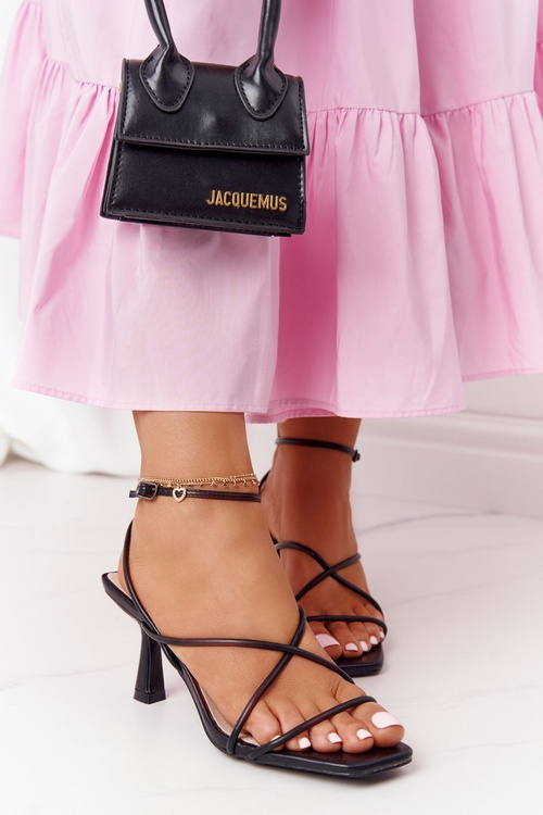 Босоніжки на високому каблуці з квадратним носком S.Barski C420-11 Чорні