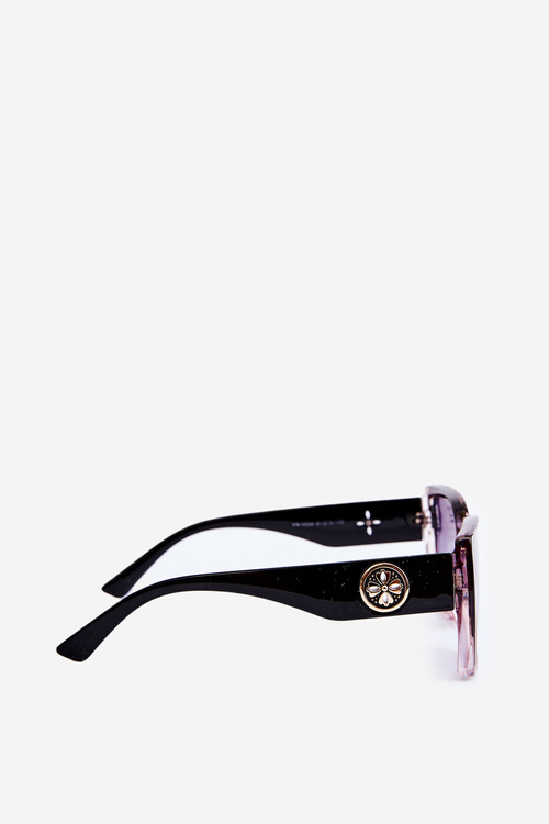 Жіночі класичні сонцезахисні окуляри з декоративними деталями UV400 чорно-рожеві