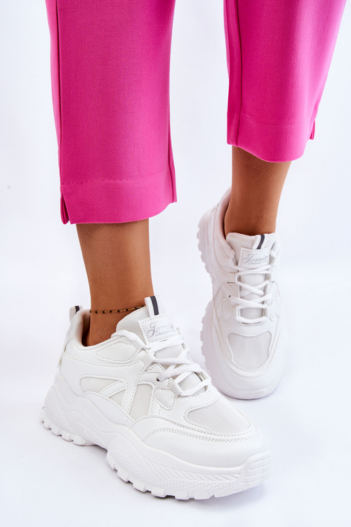 Класичні кросівки на платформі білі Larec