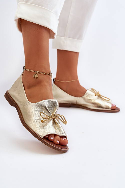 Шкіряні жіночі балетки Nicole 2660/064 Gold