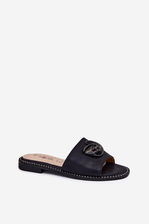 Жіночі Плоскі Сандалі З Декоративною Деталлю KV51-007 Чорні