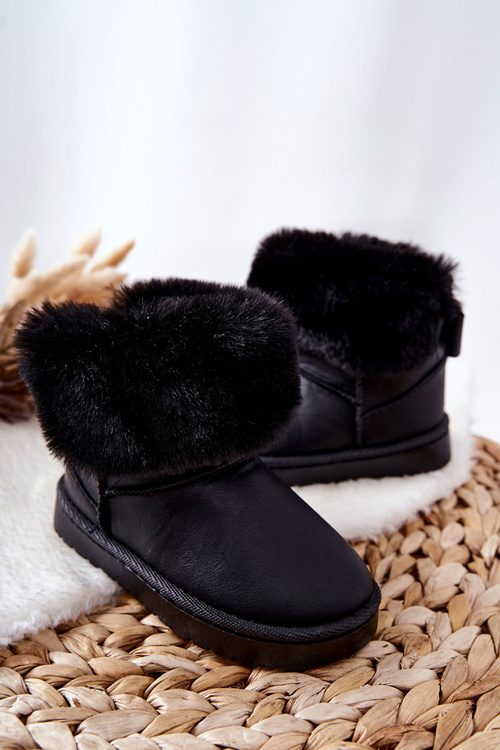 Чоботи дитячі шкіряні з флісом Чорні Madie