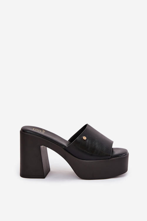 Жіночі Сандалі З Еко Шкіри На Каблуці І Платформі Чорні Tamirella