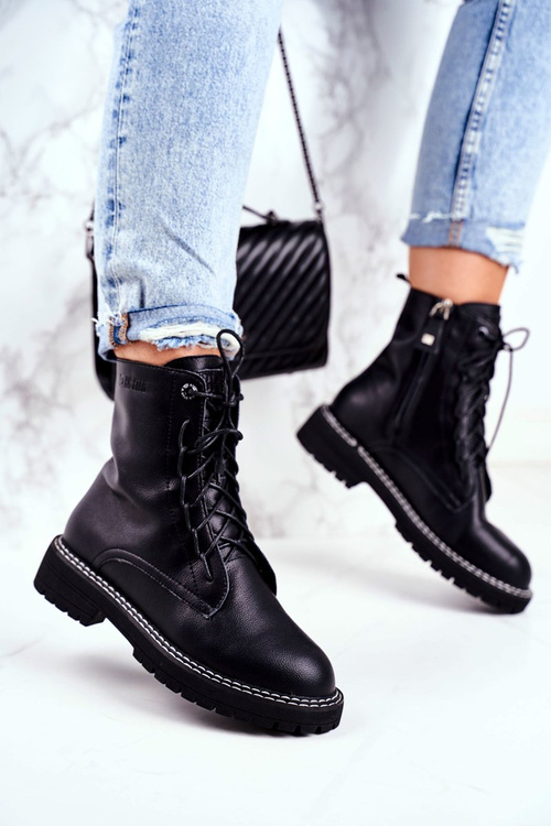 Жіночі туристичні черевики на плоскій підошві Big Star Black GG274596