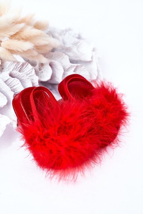 Дитячі гумові тапочки з екохутром Red Skylar