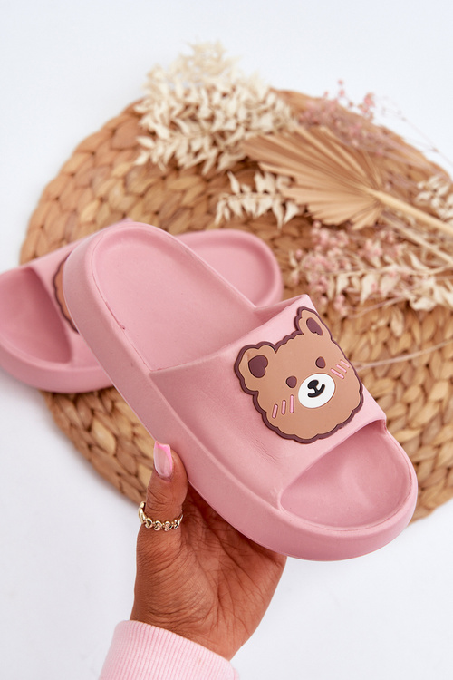 Дитячі легкі тапочки з плюшевим ведмедиком Pink Lindeheta