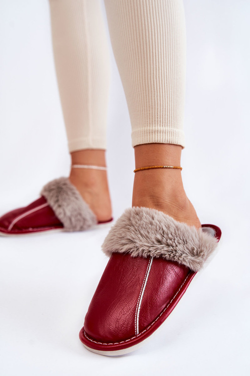 Жіночі шкіряні тапочки з хутром Red Rossa