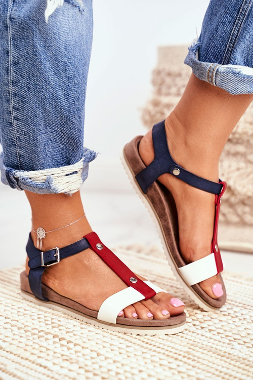 Жіночі сандалі на плоскій підошві 8SD35-0306 Темно-сині Dubi